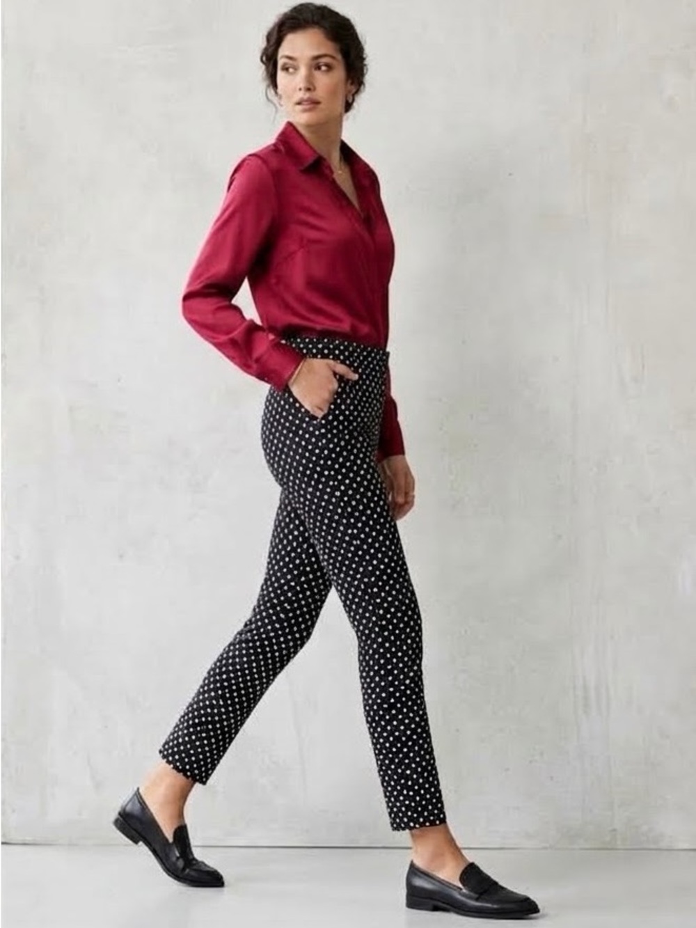 H&M Black Polka Dot Ankle Pants